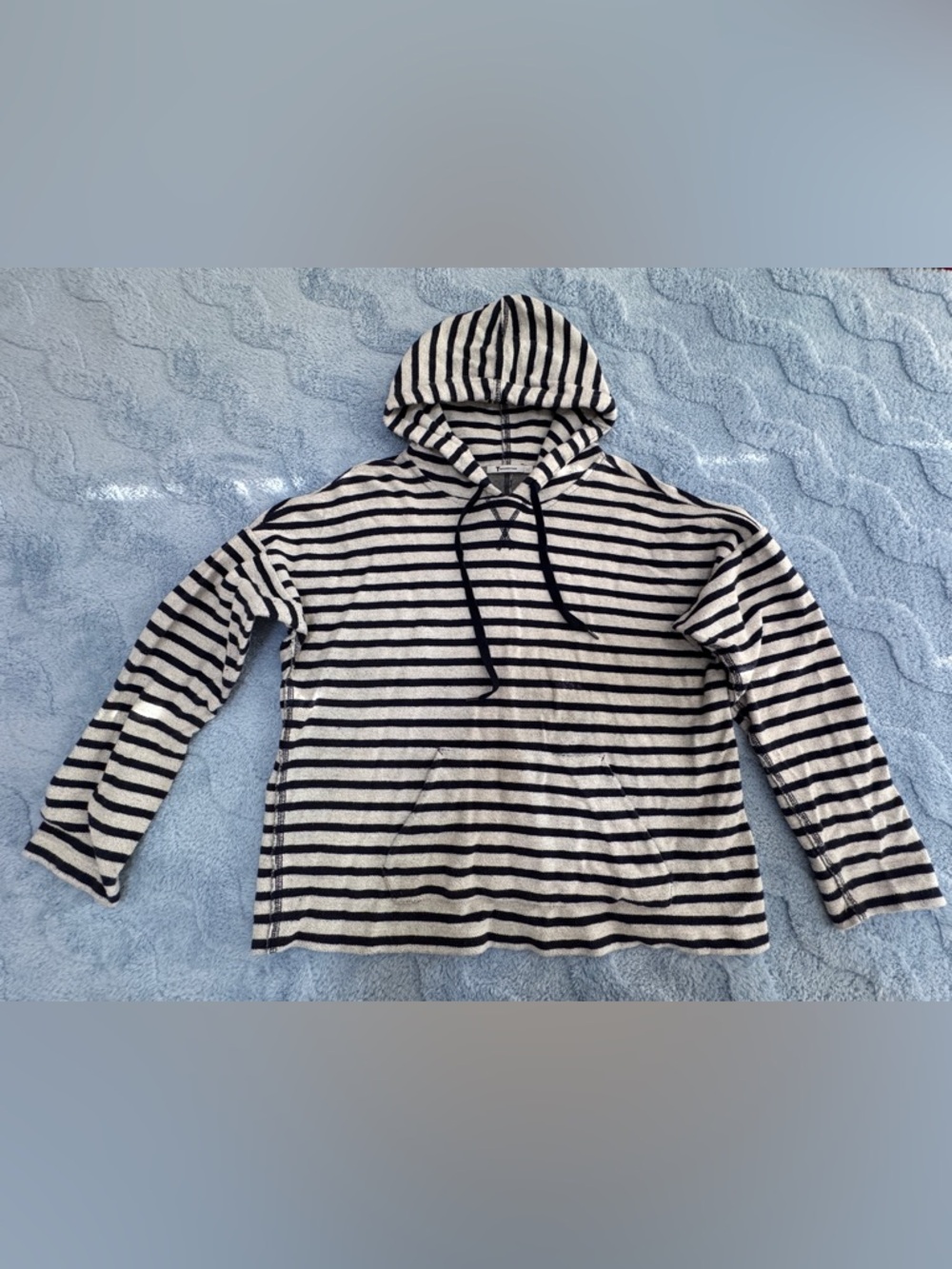 T by Alexander Wang Black White Oversized Hoodie Sweater Stripped L Large - Picture 3 of 10